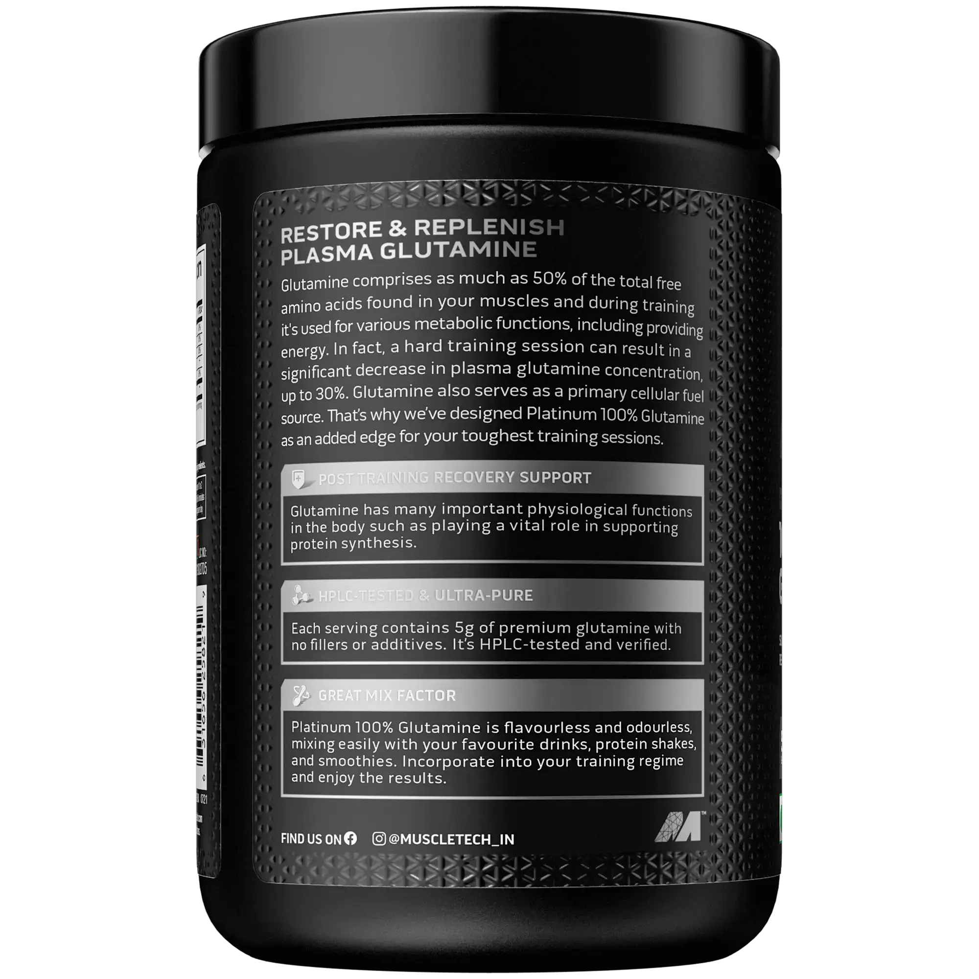 Muscletech™ Platinum 100% Glutamine 250gm,50ser