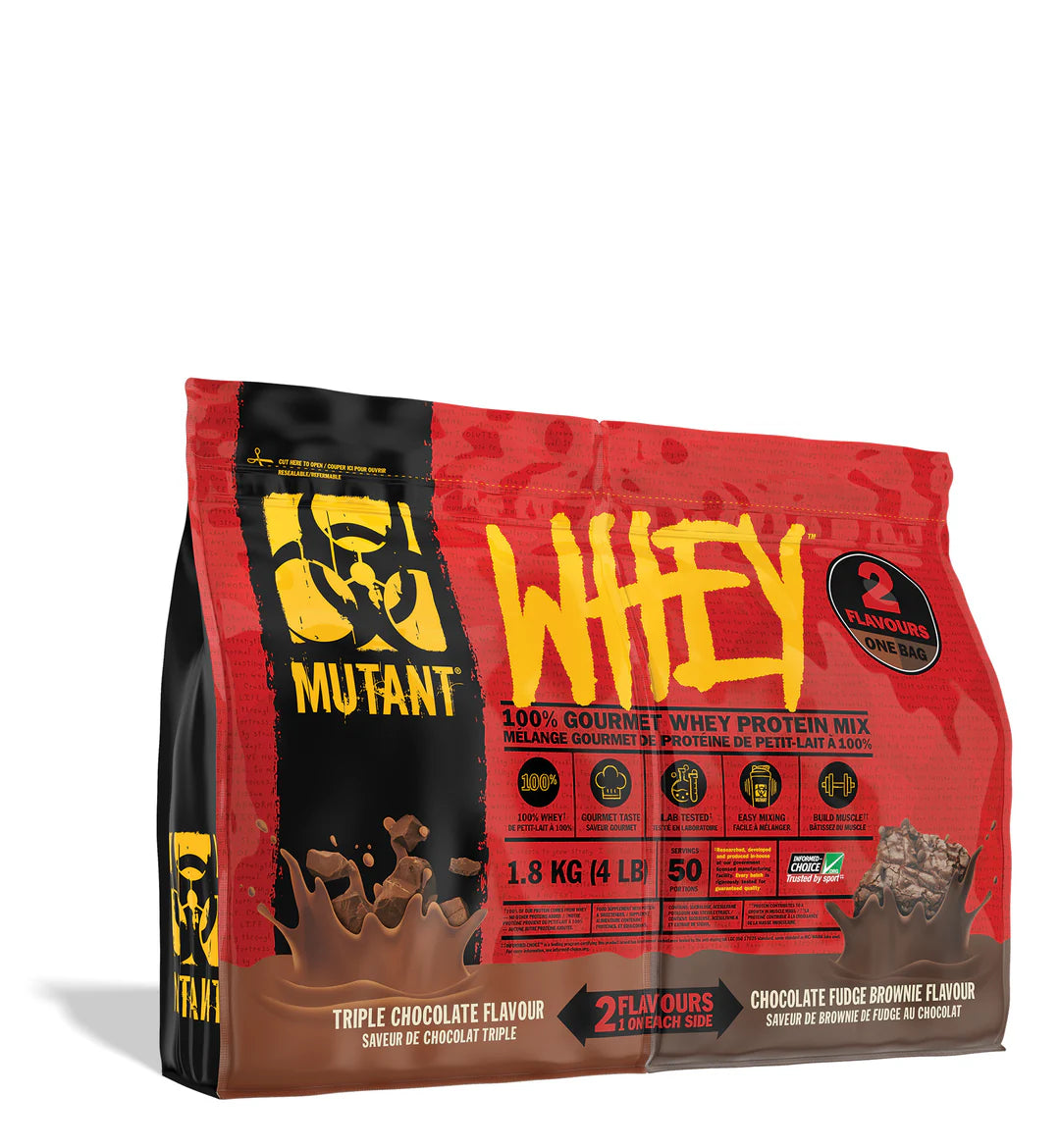 MUTANT WHEY 100% Gourmet Whey Protein Mix 4lb ( 1.8Kg) Dual Flavor - 50Ser