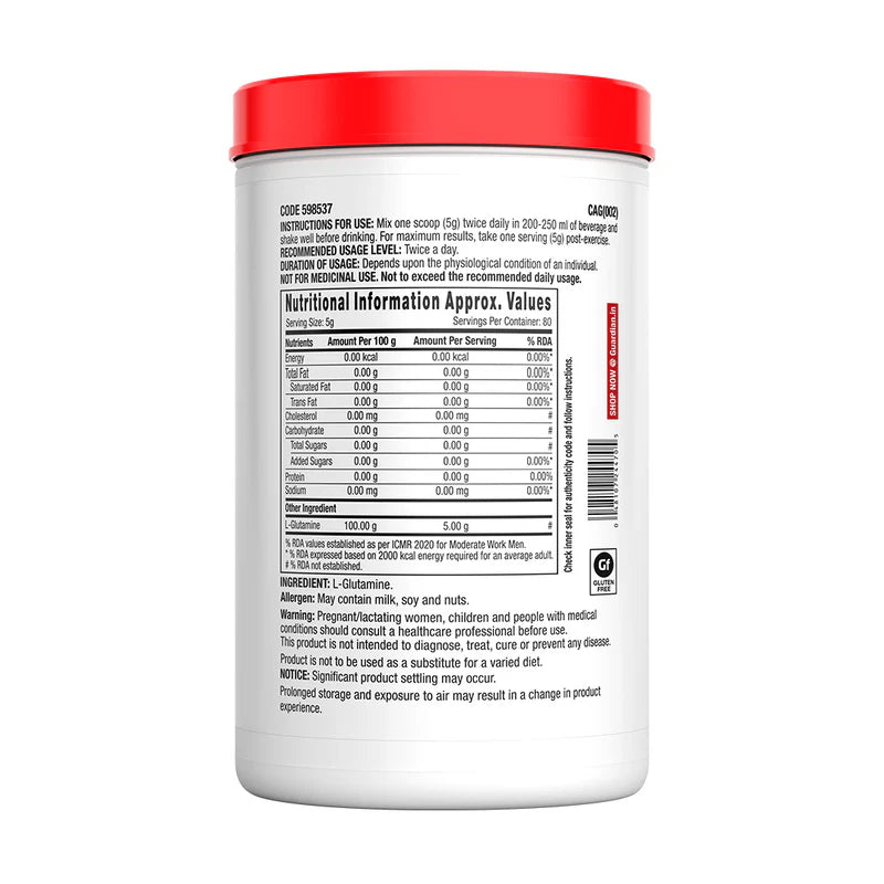 GNC Pro Performance L-Glutamine Supports Muscle Strength & Strengthens Immunity 400 gm | 80 Servings