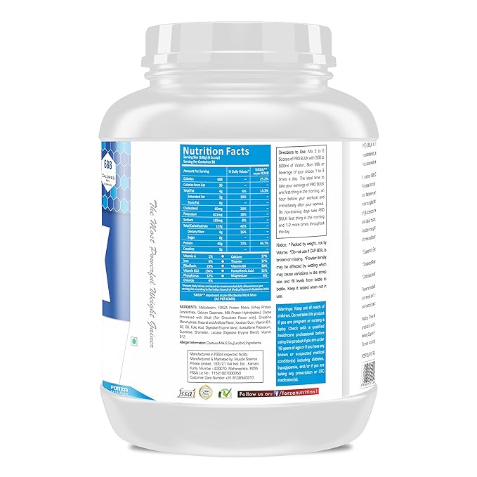 FORZA NUTRITION PRO BULK MASS GAINER FOR BULKING (CHOCOLATE BLISS) (2.7kg) 6LBS