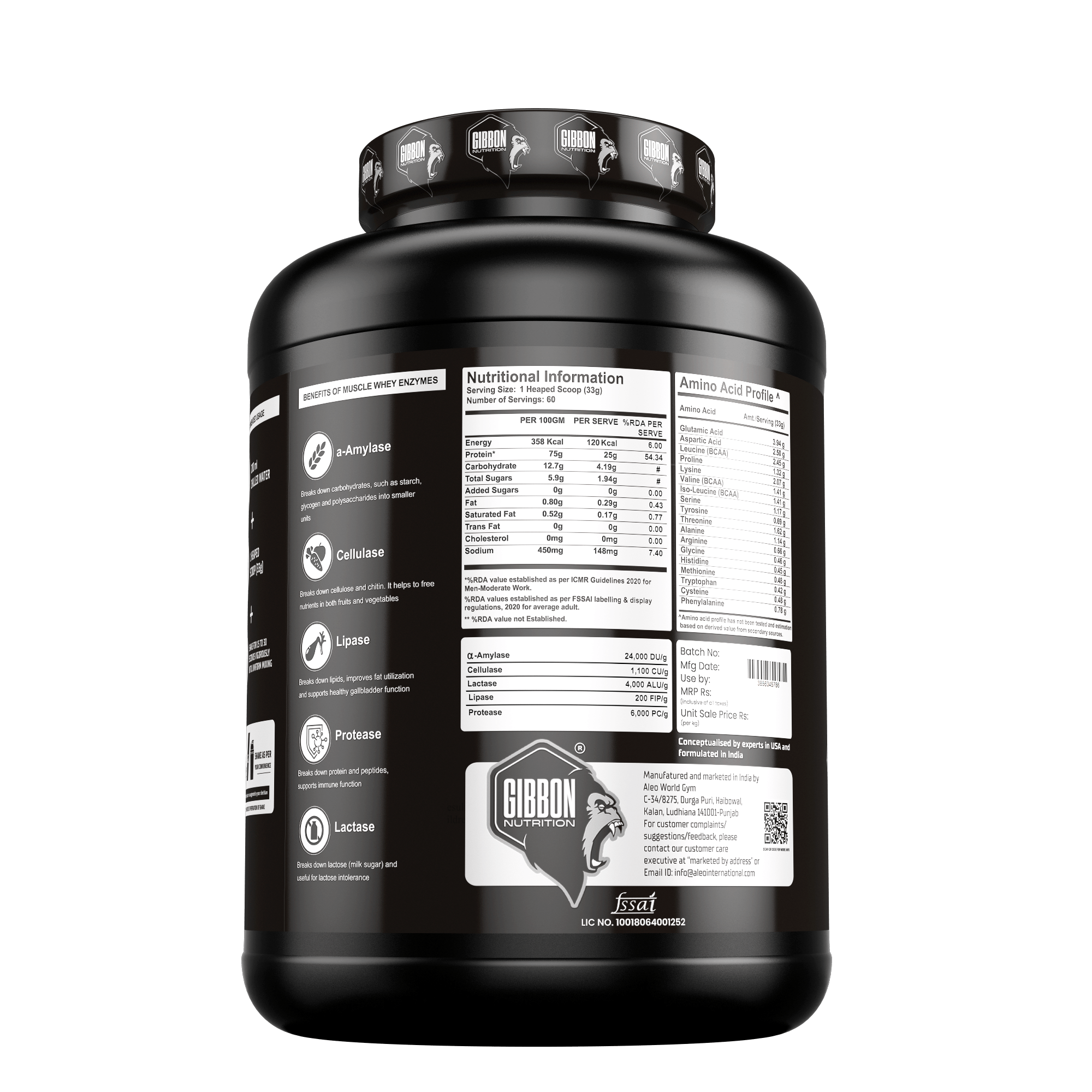 Gibbon Nutrition Muscle Whey 2kg, 60 Servings