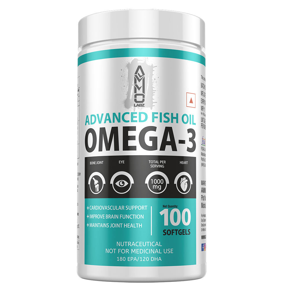 AMMO LABZ ADVANCED FISH OIL OMEGA 3 SINGLE STRENGTH 100 SOFTGELS