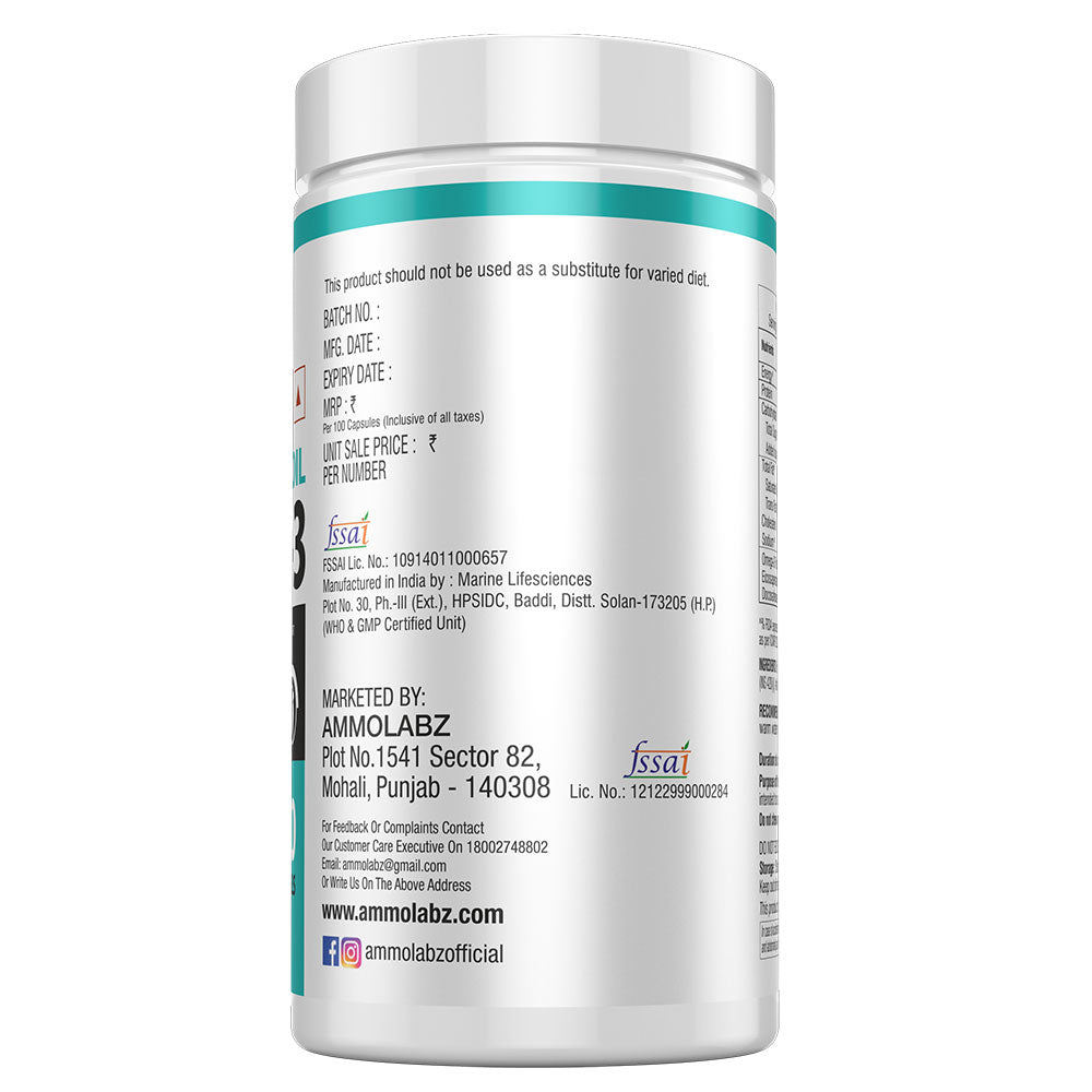 AMMO LABZ ADVANCED FISH OIL OMEGA 3 SINGLE STRENGTH 100 SOFTGELS