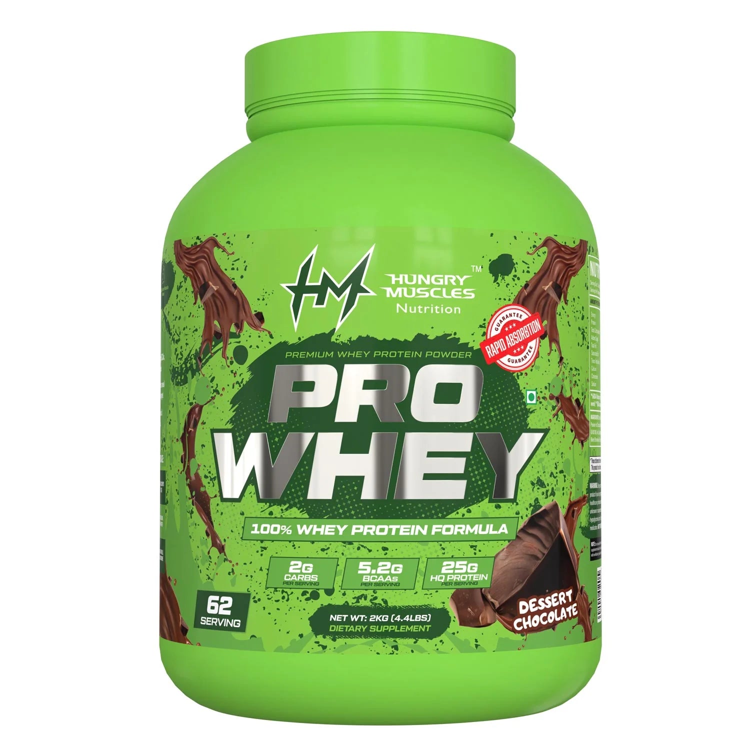 Hungry Muscles Pro Whey Chocolate Dessert 62 Serving 2KG (4.4LBS)