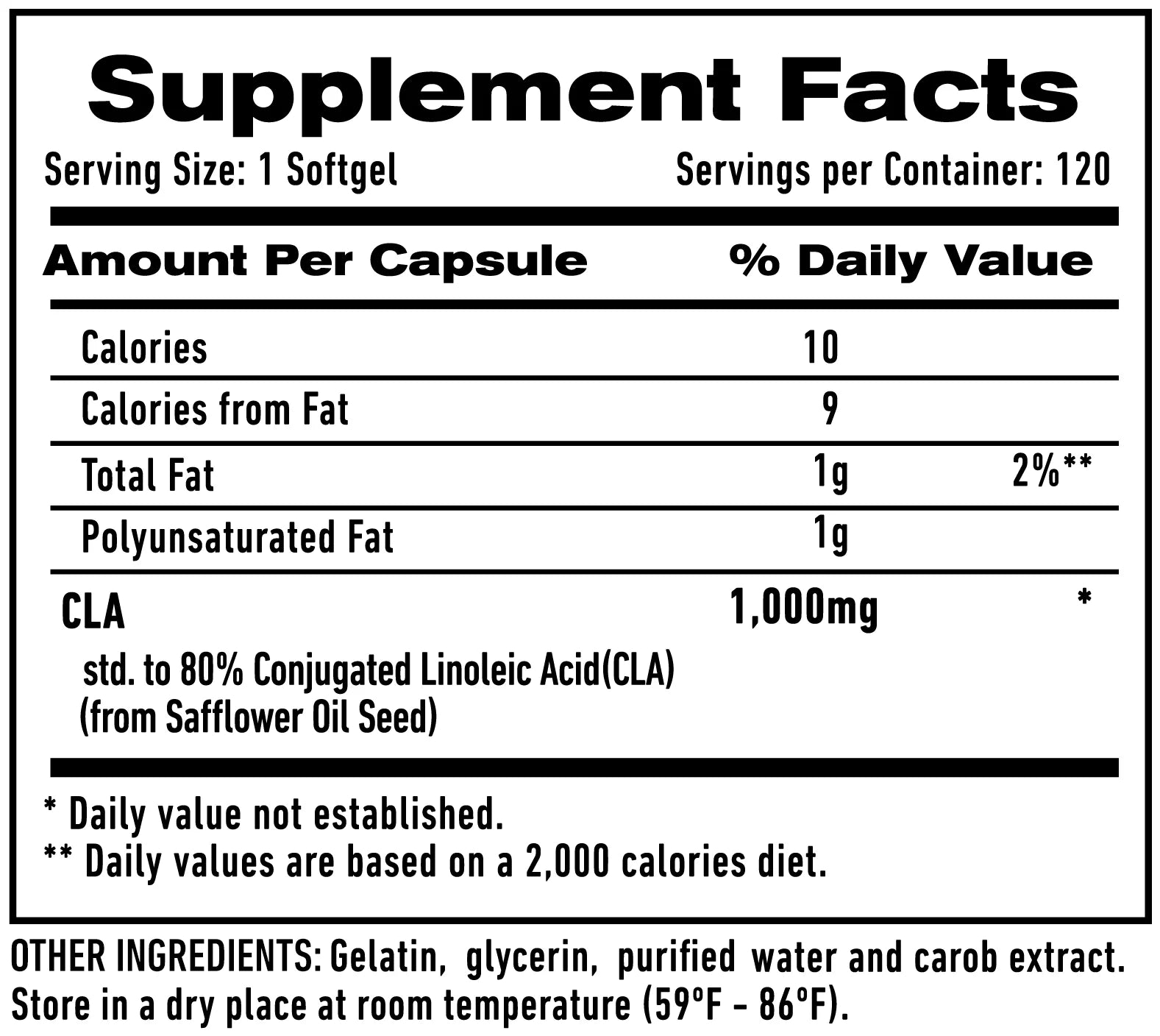 CLA High Quality Conjugated Linoleic Acid - 120 Softgels