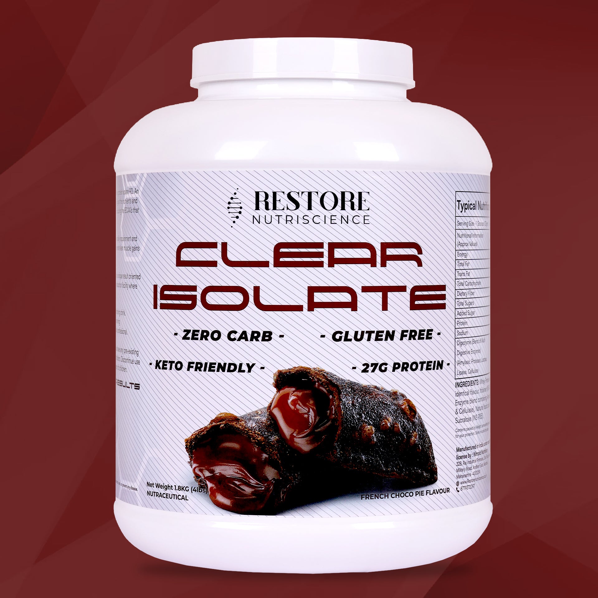Restore Nutriscience CLEAR ISOLATE 1.8Kg, 54ser