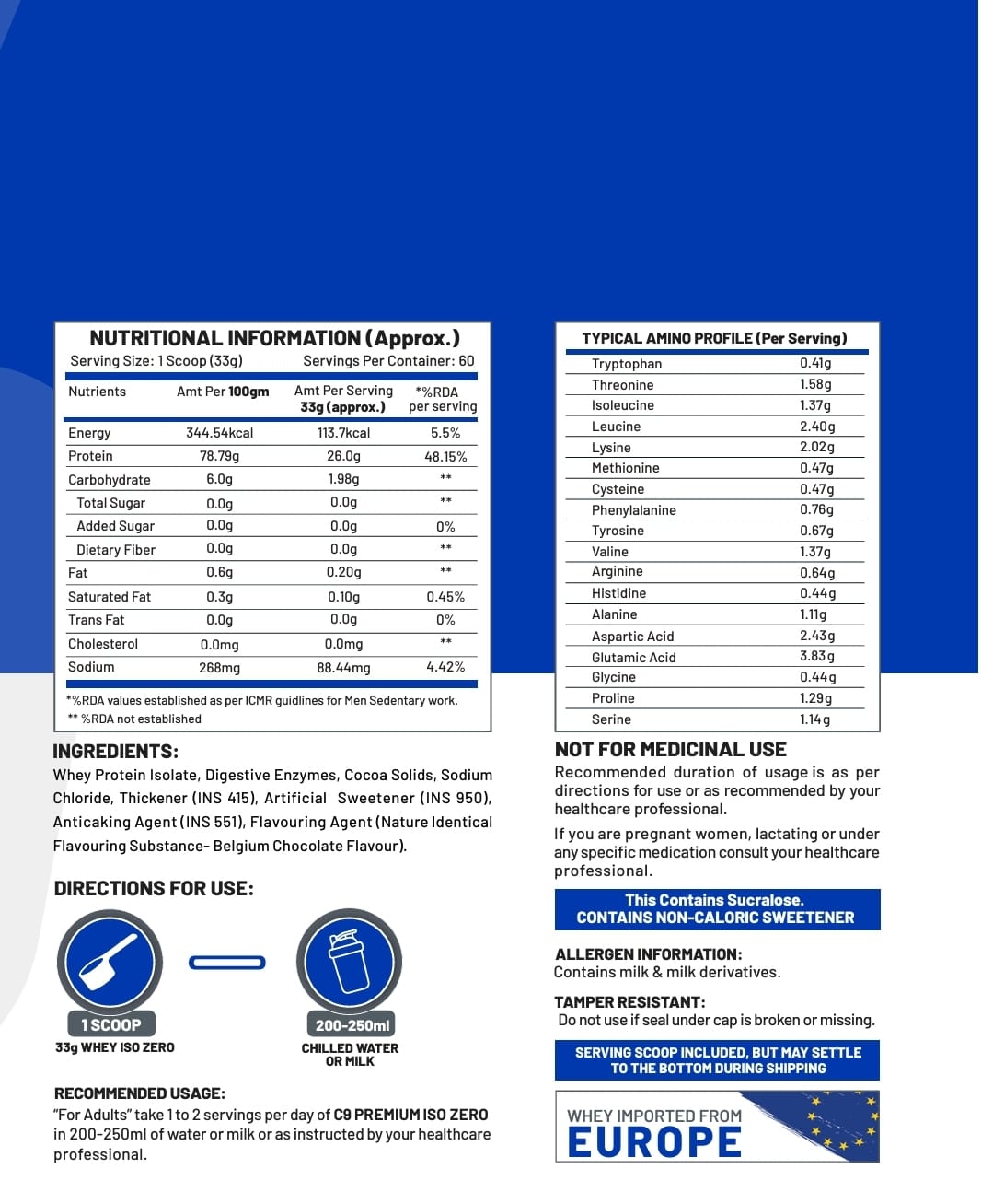 C9 Nutrition PREMIUM ISOLATE ZERO 60ser,2Kg