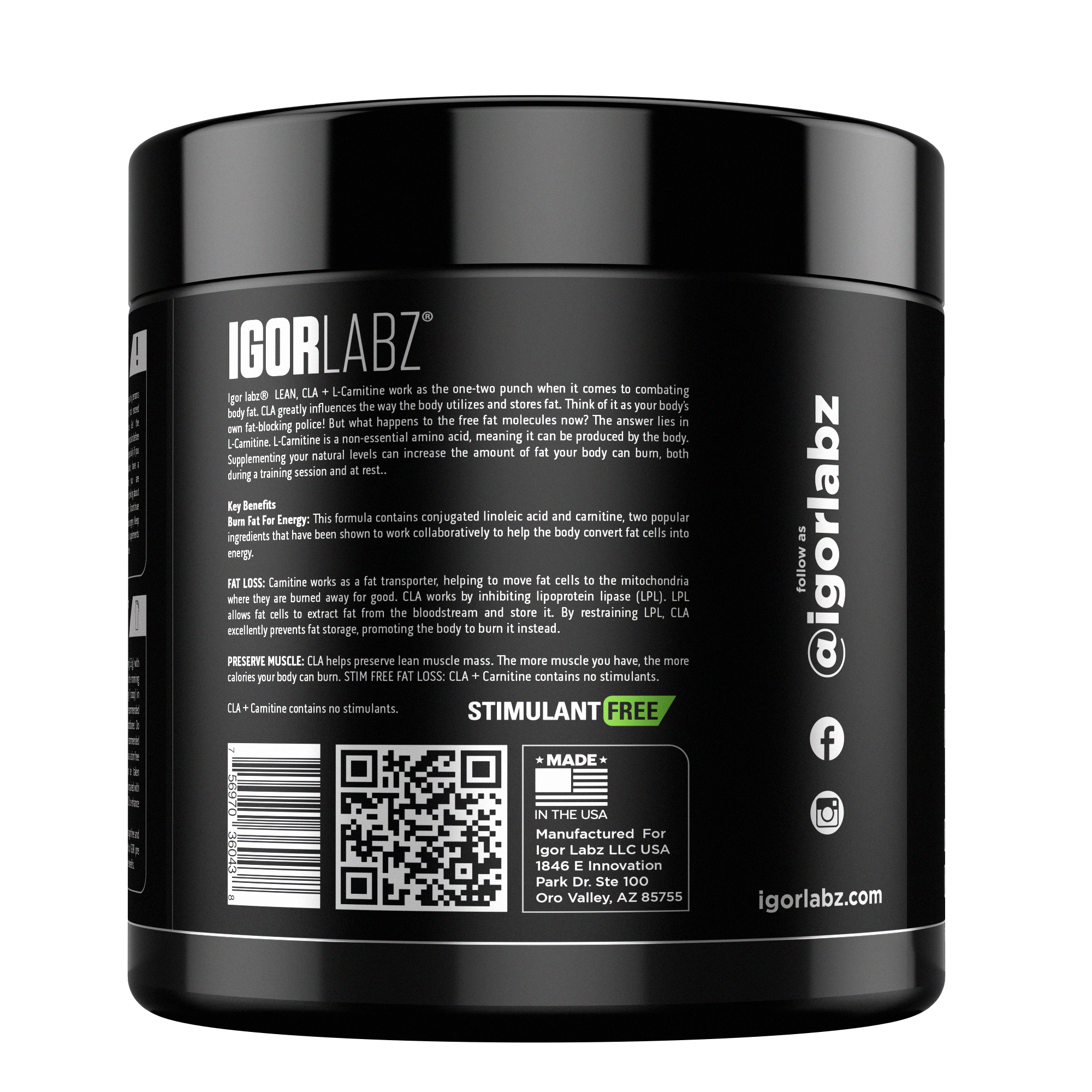 IGORLABZ LEAN CLA+Carnitine 50ser, 250gram