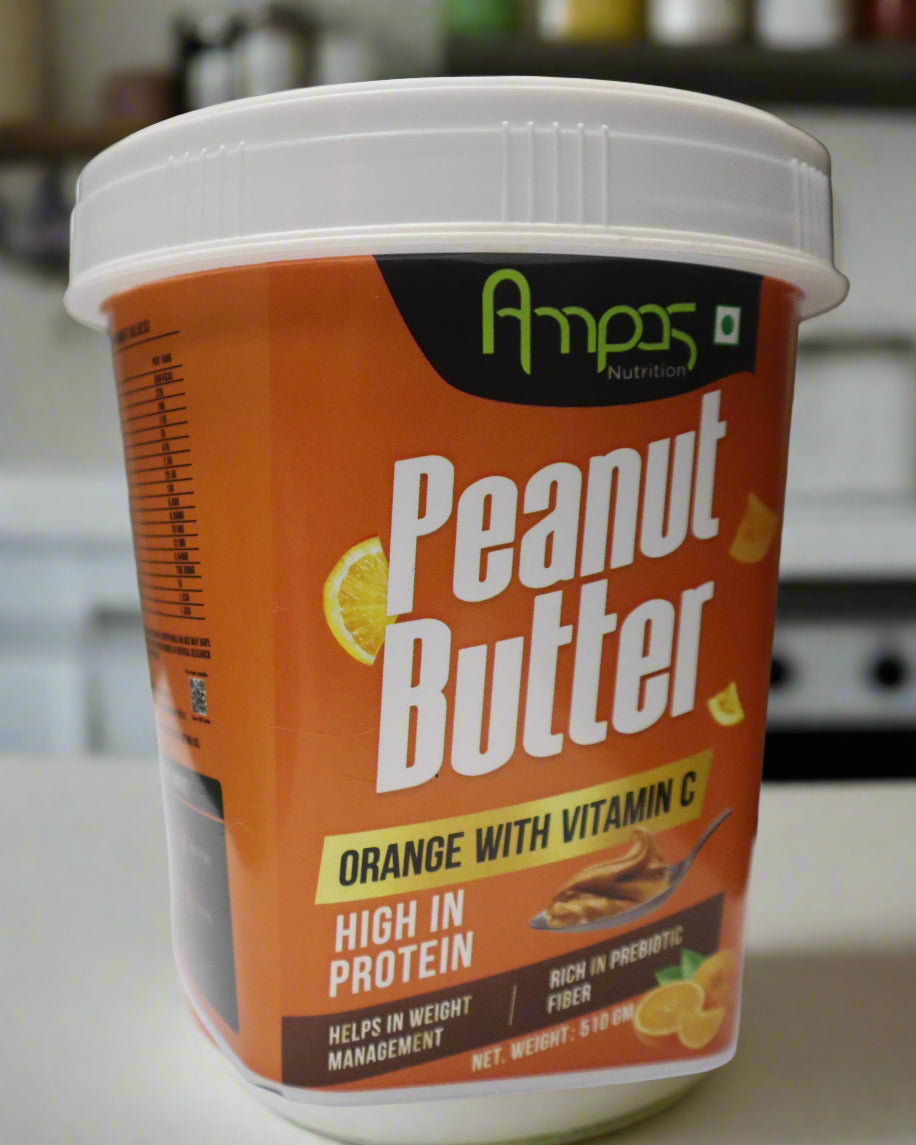 Ampas Nutrition 100% Natural High Protein Peanut Butter (Orange With Vitamin C) 510gm