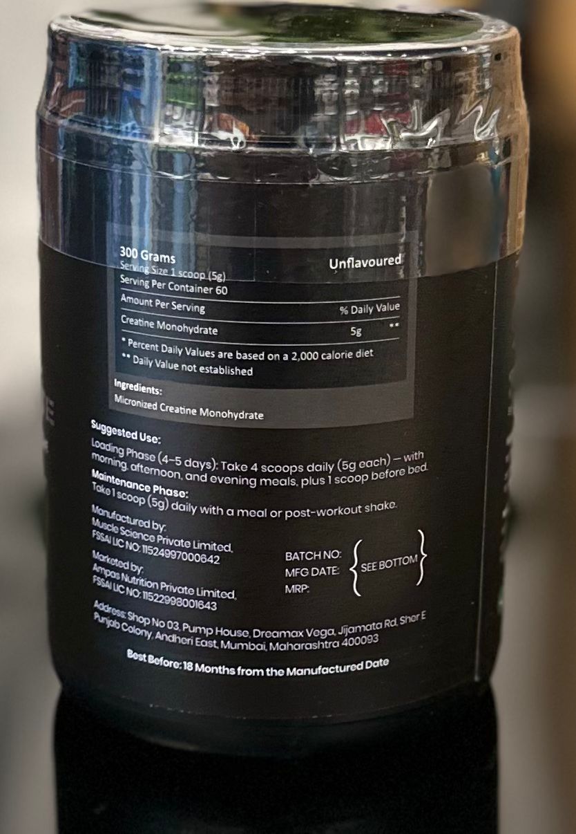 Ampas Nutrition Creatine Monohydrate 60ser, 5gram, 300gram