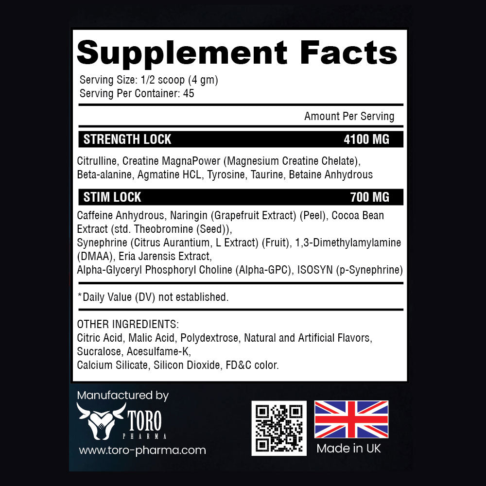 TORO PHARMA BLOODY KNIGHT PRE-WORKOUT 45ser, 180gm