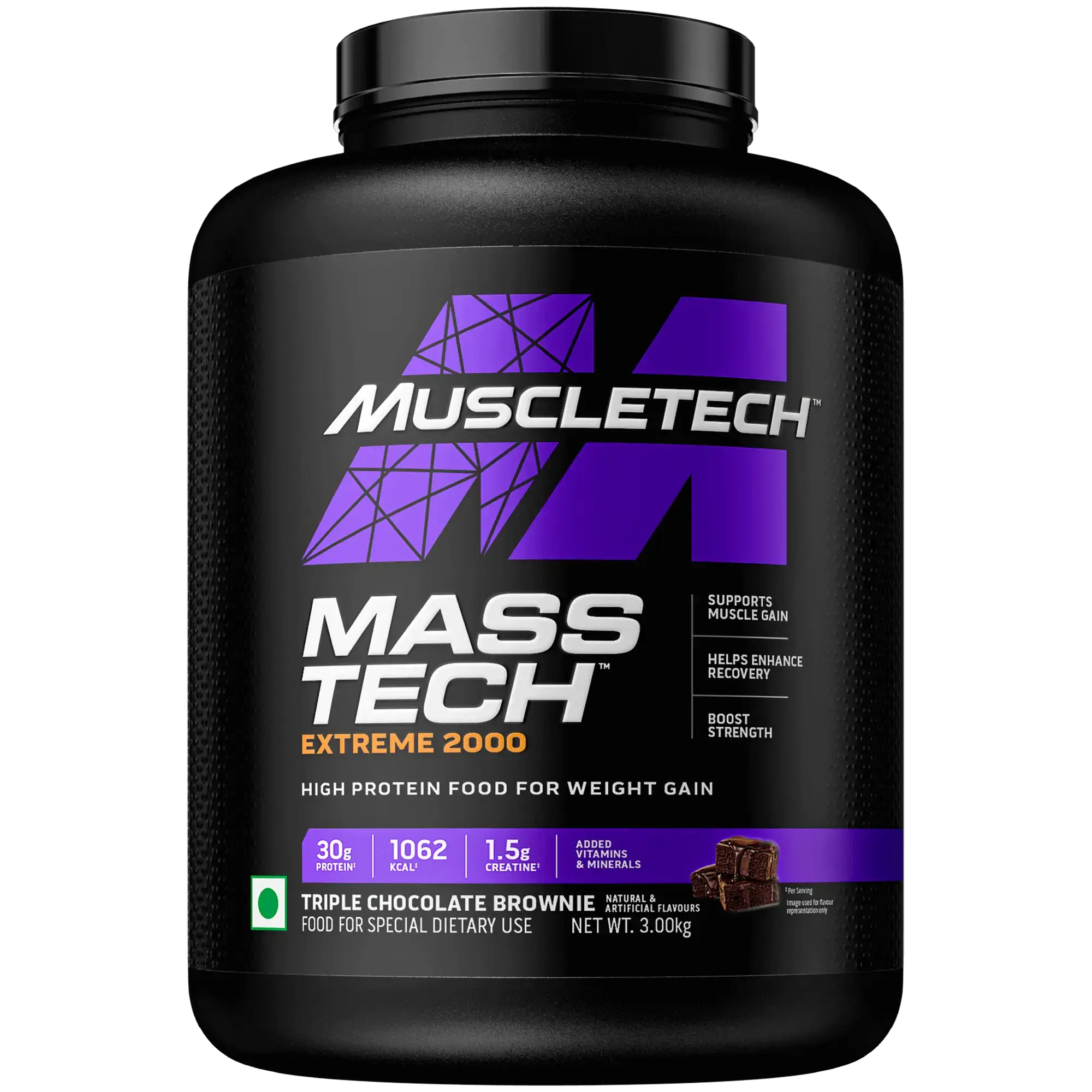 Muscletech Mass-Tech Extreme 2000 Protein powder, Weight Gainer 3Kg,11ser