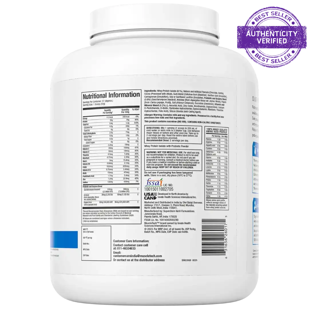 Muscletech™ Platinum 100% Whey Isolate 57ser, 1.81kg