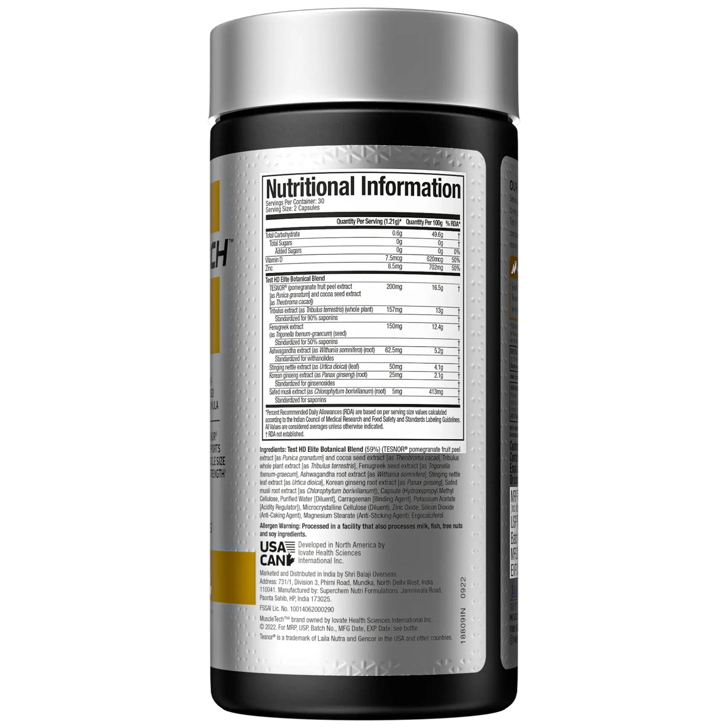Muscletech™ Test HD™ Elite Testosterone Boosters (60veggie cap)
