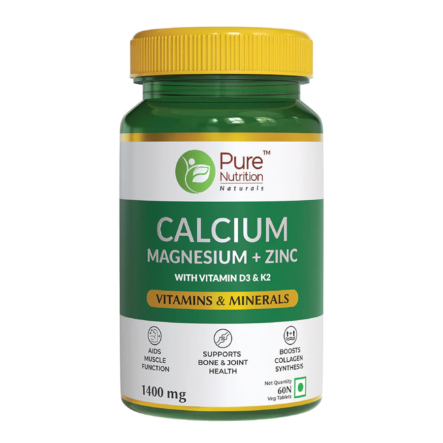 Calcium, Magnesium, Zinc with Vitamin D3 & K2 Tablets for Bone & Muscle Support 60TAB