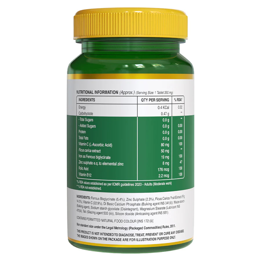 Iron with folic Acid- 60 Veg Tablets