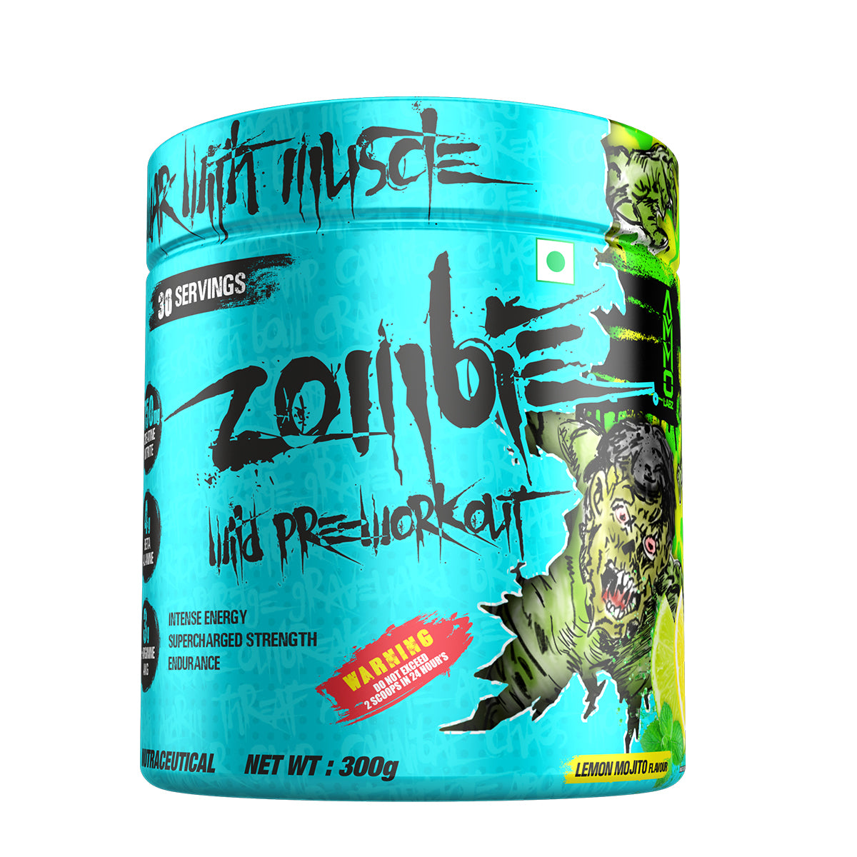 Ammo Labz Zombie Wild Pre Workout 0.66 lbs, 300 Gm ( 30 Servings )