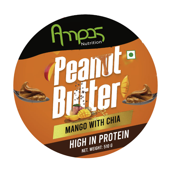 Ampas Nutrition 100% Natural High Protein Peanut Butter (Mango with Chia, 500g)