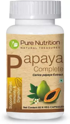 Pure Nutrition Papaya Complete (Supports Platelet Immunity & Digestion) - 60 Caps (60 Capsules)