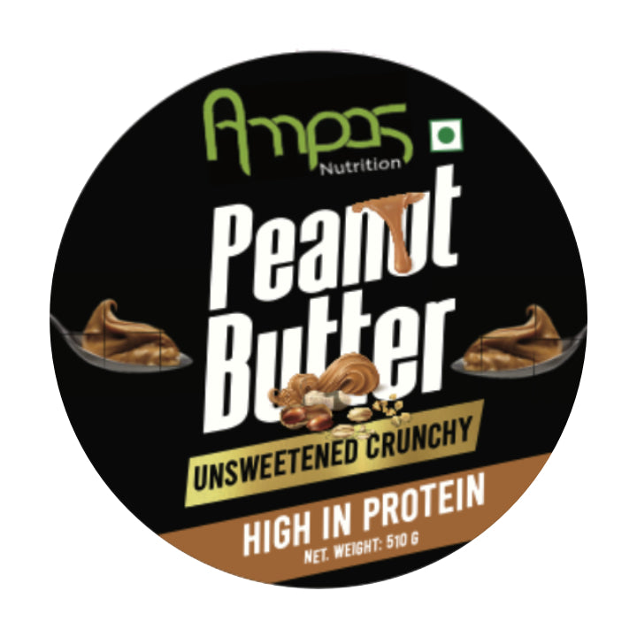 Ampas Nutrition 100% Natural High Protein Peanut Butter (Unsweetened, 510g)