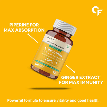 CF Curcumin with Piperine Tablets with 95% Curcuminoids | Immunity Boosters Tablet for Adults with Curcuma Longa, Turmeric Powder & Ginger – 60 Veg Tablets