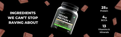 Carbamide Forte Vegan Protein Powder - Plant Based Pea Protein Powder with Multivitamin, Minerals, Superfoods, Digestive Enzymes - 1Kg