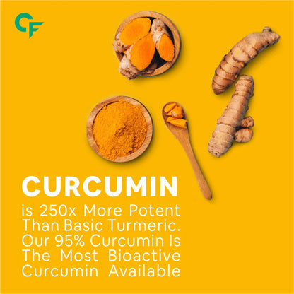 CF Curcumin with Piperine Tablets with 95% Curcuminoids | Immunity Boosters Tablet for Adults with Curcuma Longa, Turmeric Powder & Ginger – 60 Veg Tablets