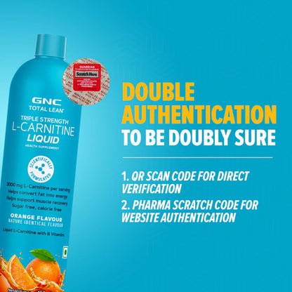 GNC Total Lean Triple Strength L-Carnitine Liquid 3000mg | Burns Fat For Energy & Muscle Gains 450ml | 30 Servings