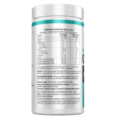 AMMO LABZ ADVANCED FISH OIL OMEGA 3 SINGLE STRENGTH 100 SOFTGELS