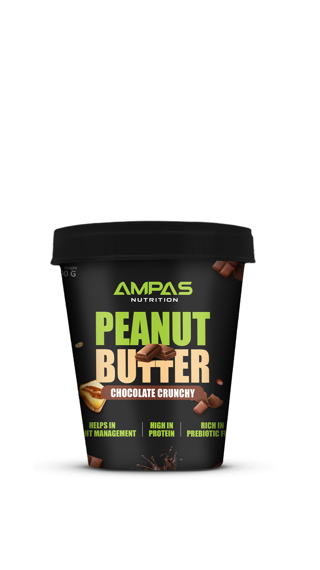 Ampas Nutrition 100% Natural High Protein Peanut Butter (Chocolate Crunchy, 1Kg)