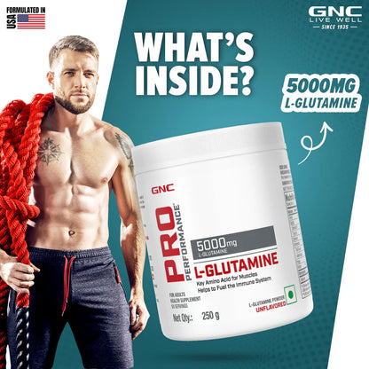 GNC Pro Performance L-Glutamine Supports Muscle Strength & Strengthens Immunity 250 gm | 50 Servings