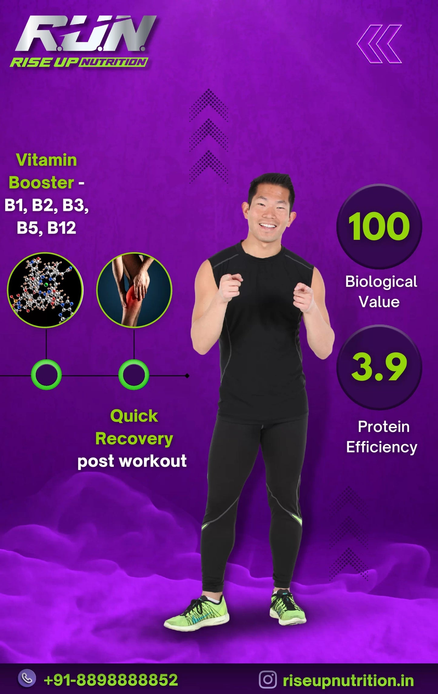R.U.N Rise Up Nutrition 100% Egg Albumen Powder 2.20lbs, 1kg