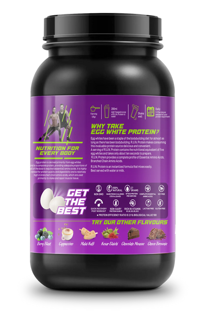 R.U.N Rise Up Nutrition 100% Egg Albumen Powder 2.20lbs, 1kg