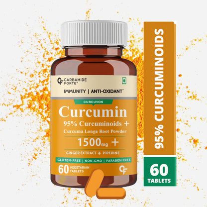 CF Curcumin with Piperine Tablets with 95% Curcuminoids | Immunity Boosters Tablet for Adults with Curcuma Longa, Turmeric Powder & Ginger – 60 Veg Tablets