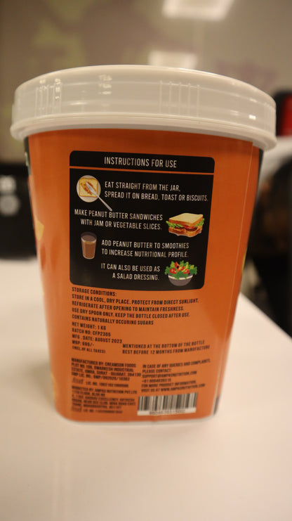 Ampas Nutrition 100% Natural High Protein Peanut Butter (Orange With Vitamin C) 1Kg