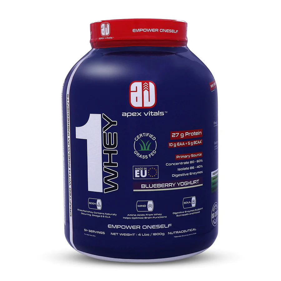 Apex Vitals 1 Whey Protein  Powder | 51+ Ser, 4LBS