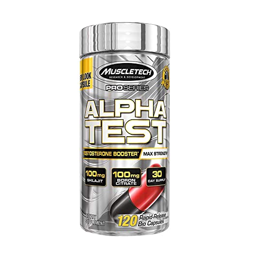 MuscleTech Alpha Test Pro Series | For Max Strength |With Shilajit, Fenugreek Extract and Boron Citrate| Performance Enhancer |Testosterone Booster For Men| 120 Capsules