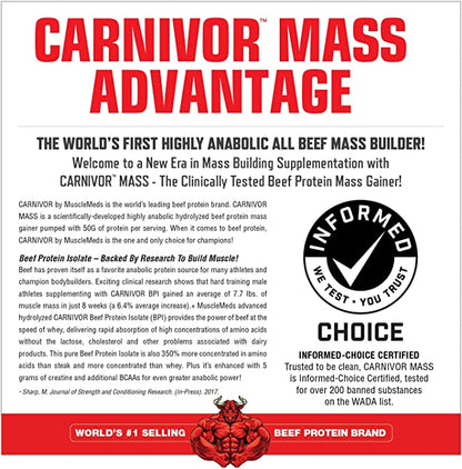 MuscleMeds Carnivor Mass Anabolic Beef Protein Gainer - 10 lbs