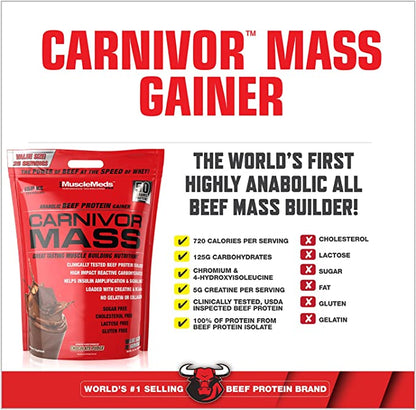 MuscleMeds Carnivor Mass Anabolic Beef Protein Gainer - 10 lbs