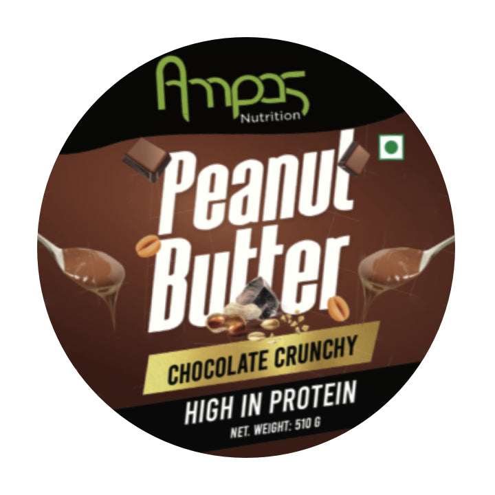 Ampas Nutrition 100% Natural High Protein Peanut Butter (Chocolate Crunchy, 510g)