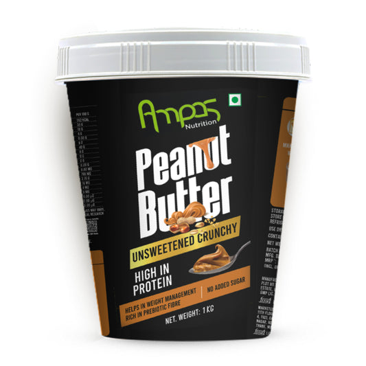 Ampas Nutrition 100% Natural High Protein Peanut Butter (Unsweetened, 1Kg)